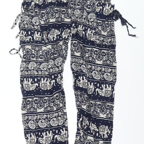 Stella Women’s Navy Elephant Print Harem Pants Size 10 Viscose Boho