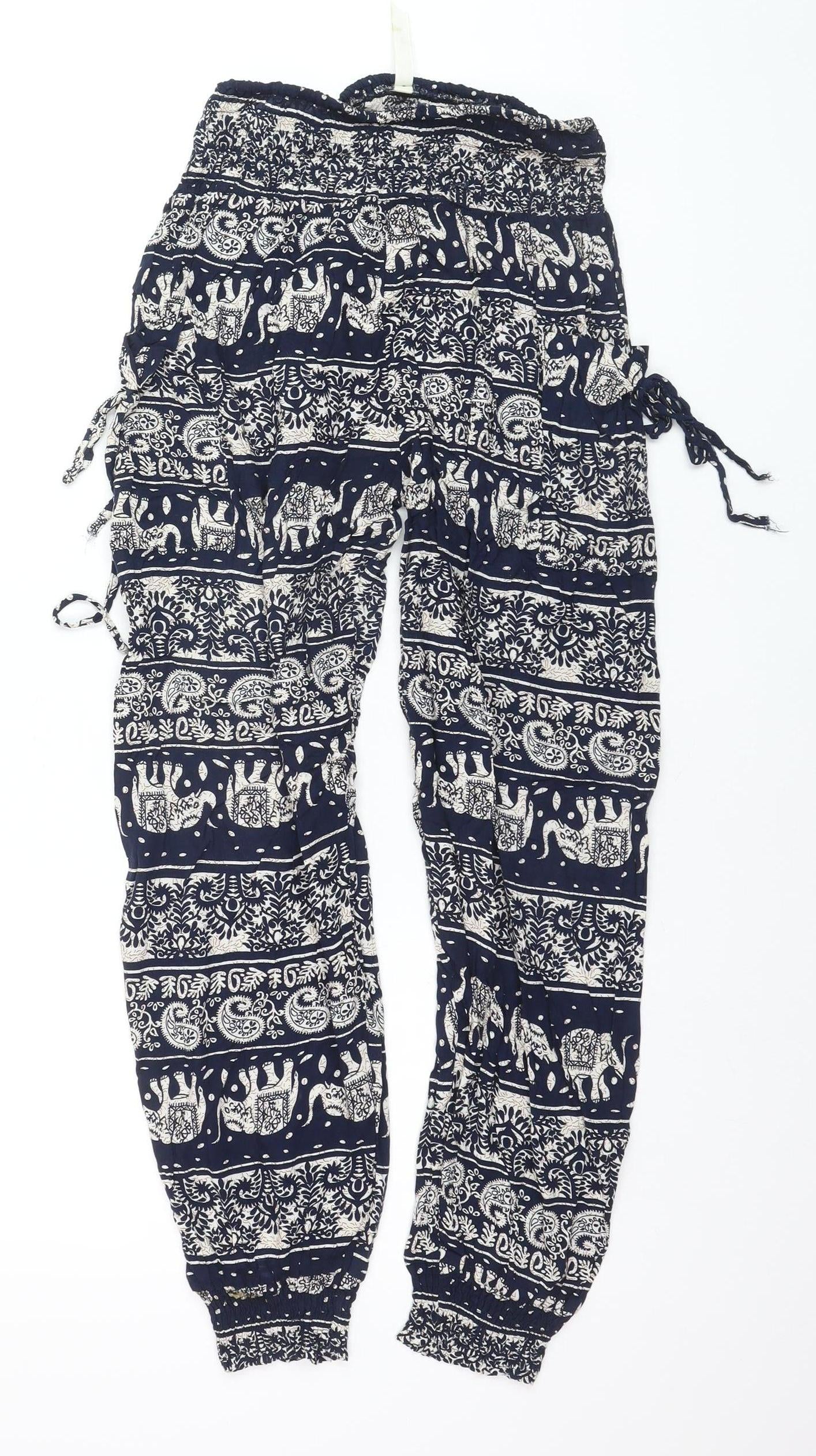 Stella Women’s Navy Elephant Print Harem Pants Size 10 Viscose Boho