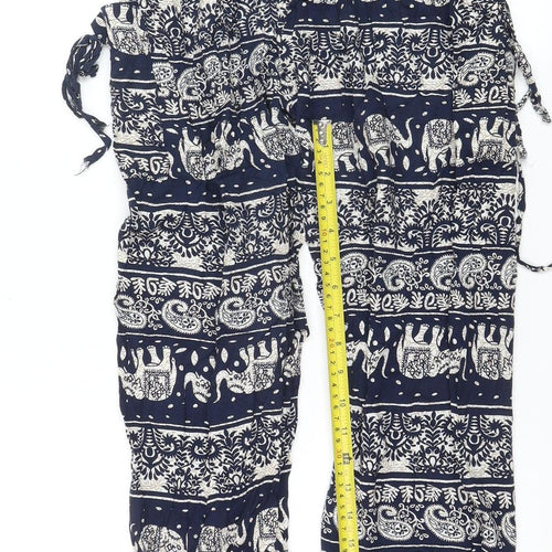 Stella Women’s Navy Elephant Print Harem Pants Size 10 Viscose Boho