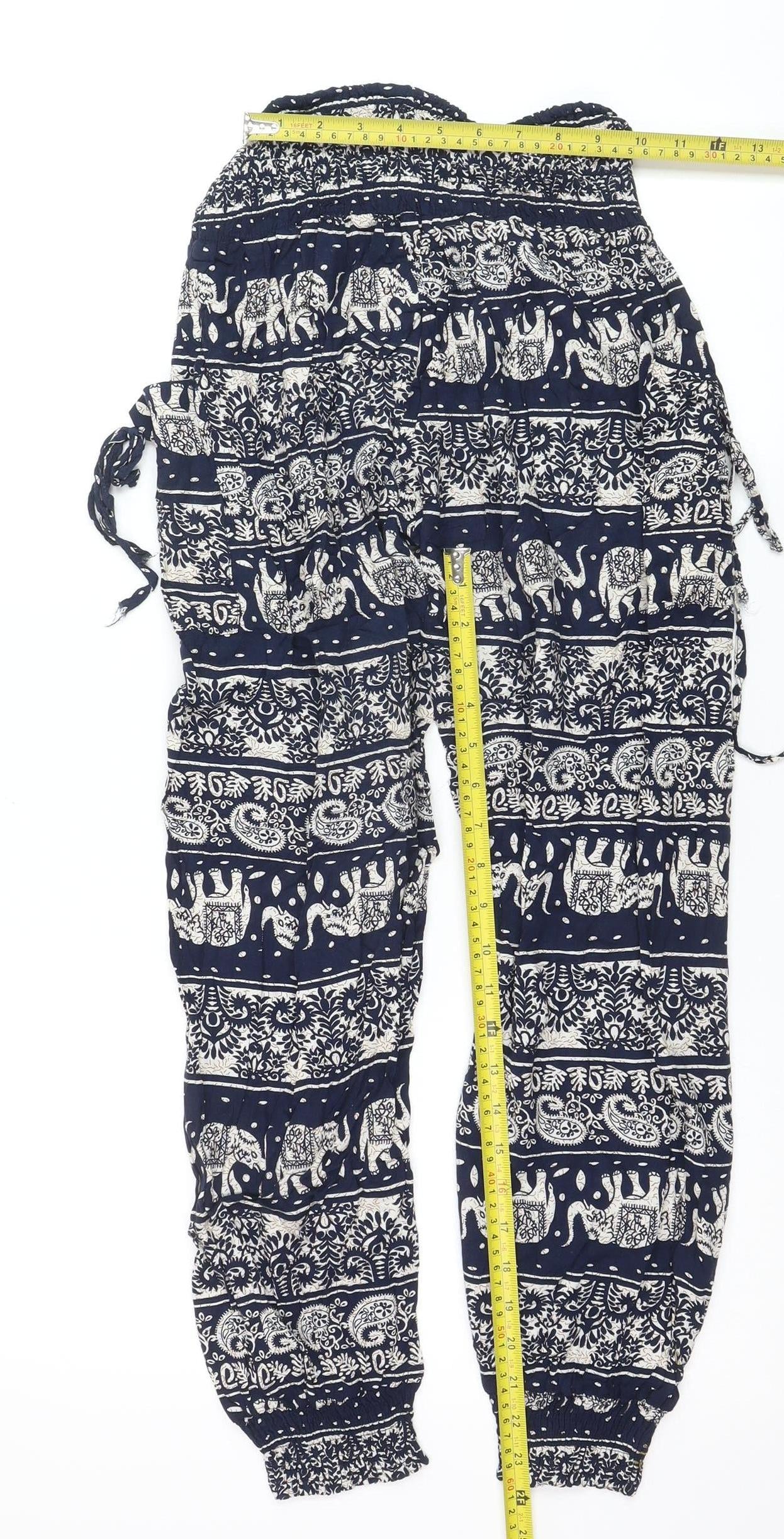 Stella Women’s Navy Elephant Print Harem Pants Size 10 Viscose Boho