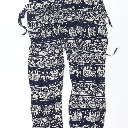 Stella Women’s Navy Elephant Print Harem Pants Size 10 Viscose Boho
