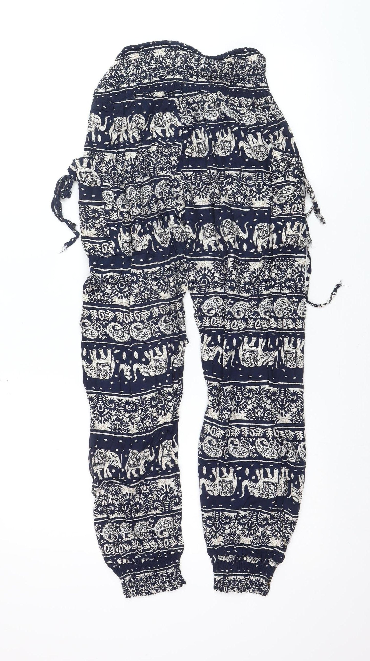 Stella Women’s Navy Elephant Print Harem Pants Size 10 Viscose Boho