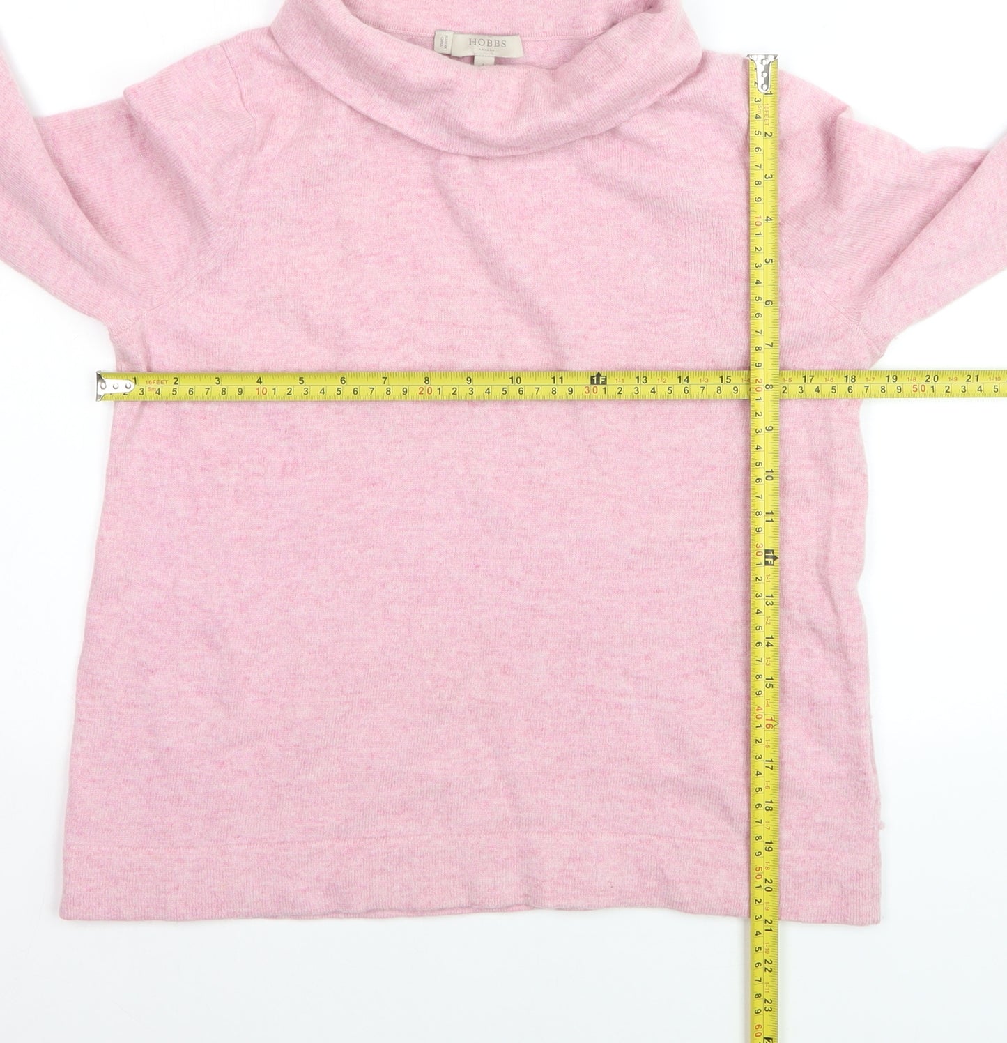 Hobbs Women’s Pink Roll Neck Merino Wool Cashmere Jumper L