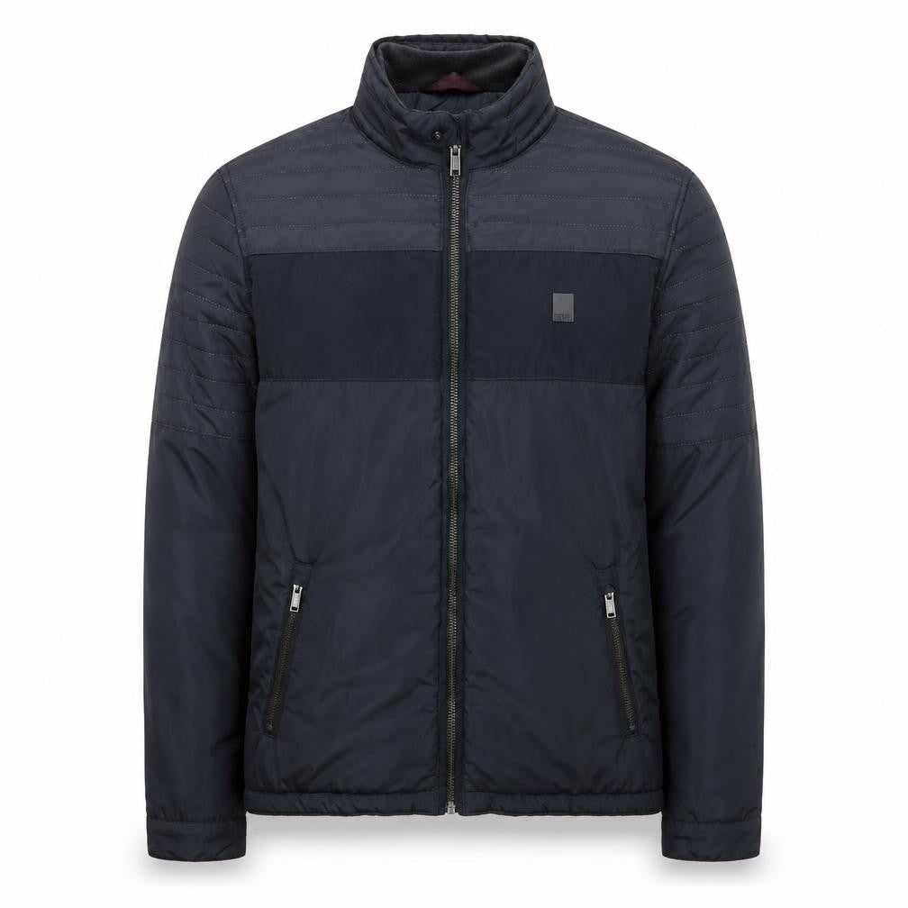 Front view of Diesel Men’s Black Puffer Jacket Medium Regular Fit Full Zip Winter Coat