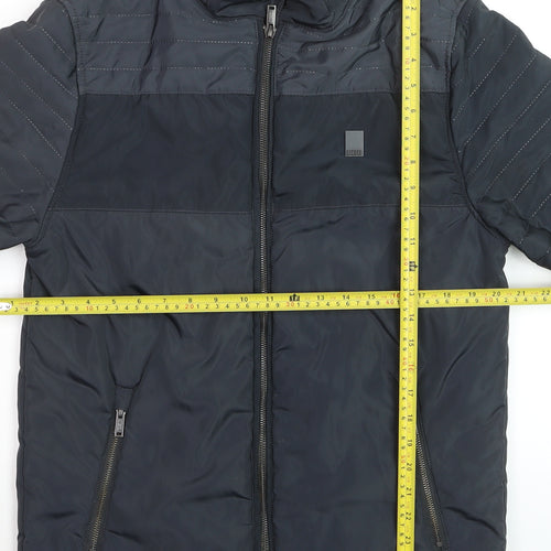 Diesel Men’s Black Puffer Jacket Medium Regular Fit Full Zip Winter Coat