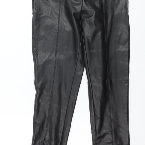 ONLY Womens Black Faux Leather High Rise XS Leggings