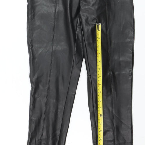 ONLY Womens Black Faux Leather High Rise XS Leggings
