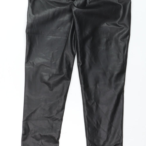 ONLY Womens Black Faux Leather High Rise XS Leggings