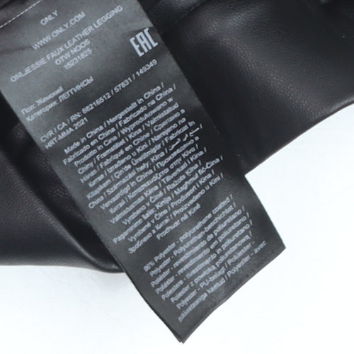 ONLY Womens Black Faux Leather High Rise XS Leggings