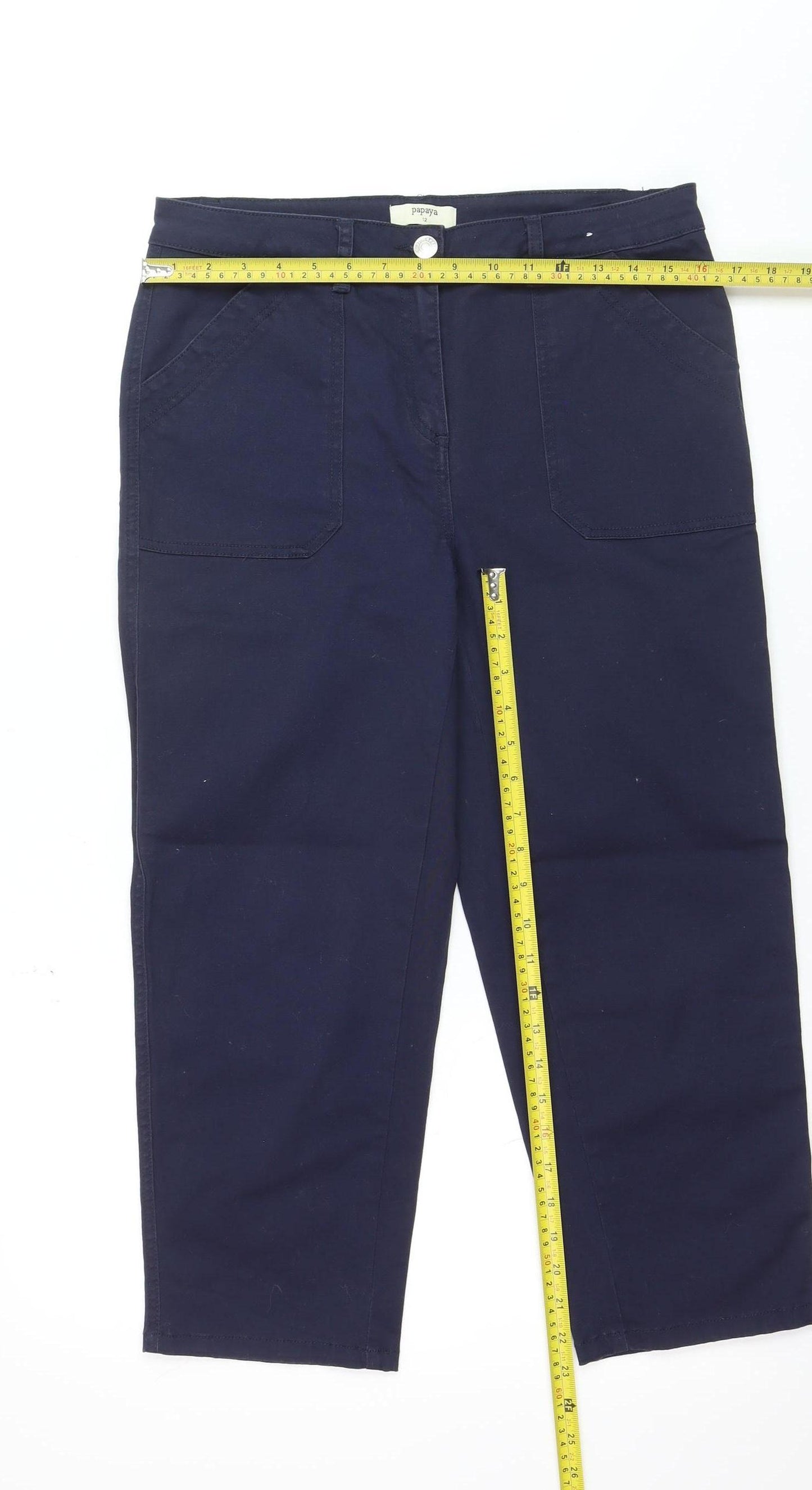 Papaya Women’s Blue Straight Jeans Size 12 Mid Rise Cotton Blend