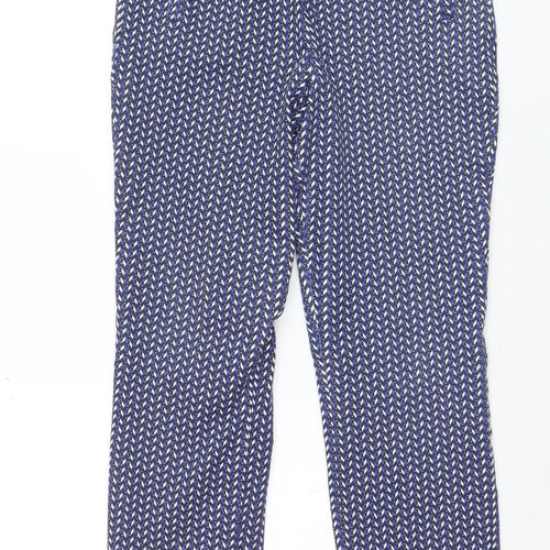 Dunnes Womens Blue Geometric Slim Tapered Trousers Size 10