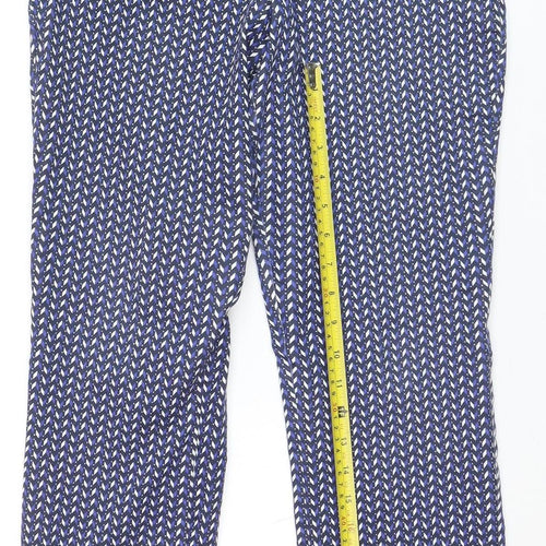 Dunnes Womens Blue Geometric Slim Tapered Trousers Size 10