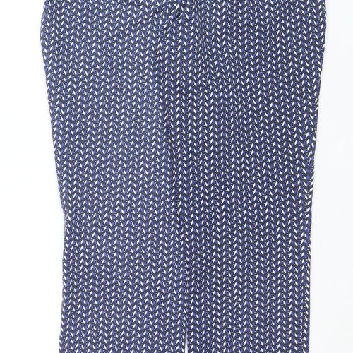 Dunnes Womens Blue Geometric Slim Tapered Trousers Size 10