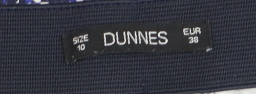 Dunnes Womens Blue Geometric Slim Tapered Trousers Size 10