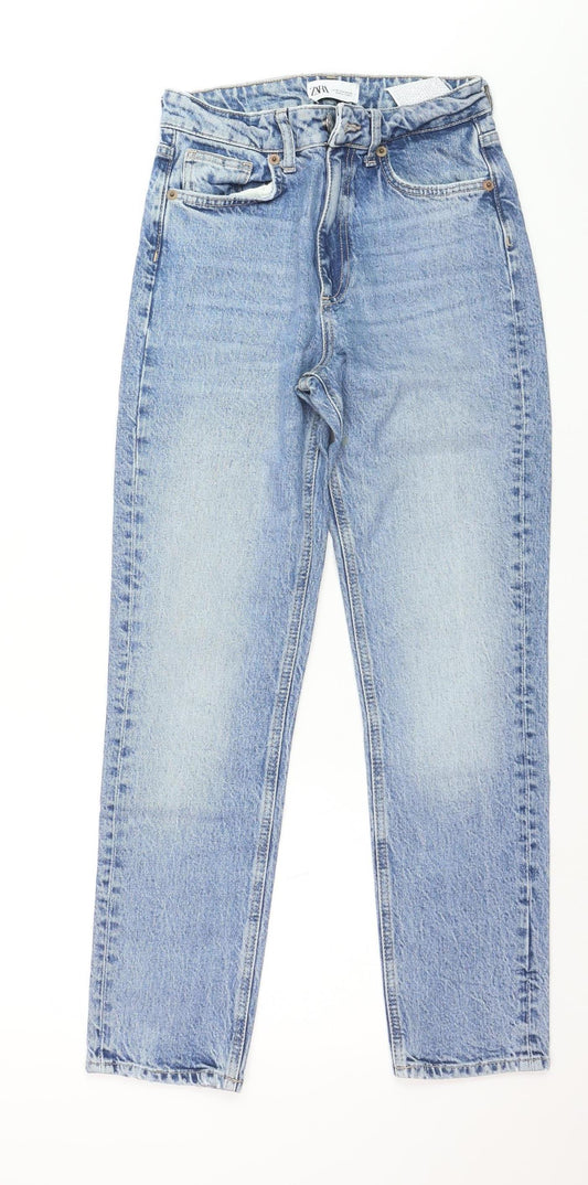 ZARA Women Blue Mom Jeans Size 8 High Rise Light Wash Denim