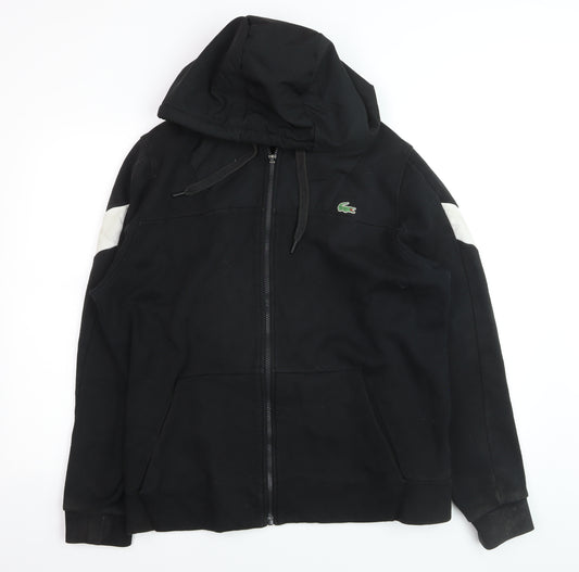 Lacoste Men’s Black Full Zip Hoodie 3XL Regular Fit Jersey Cotton Blend