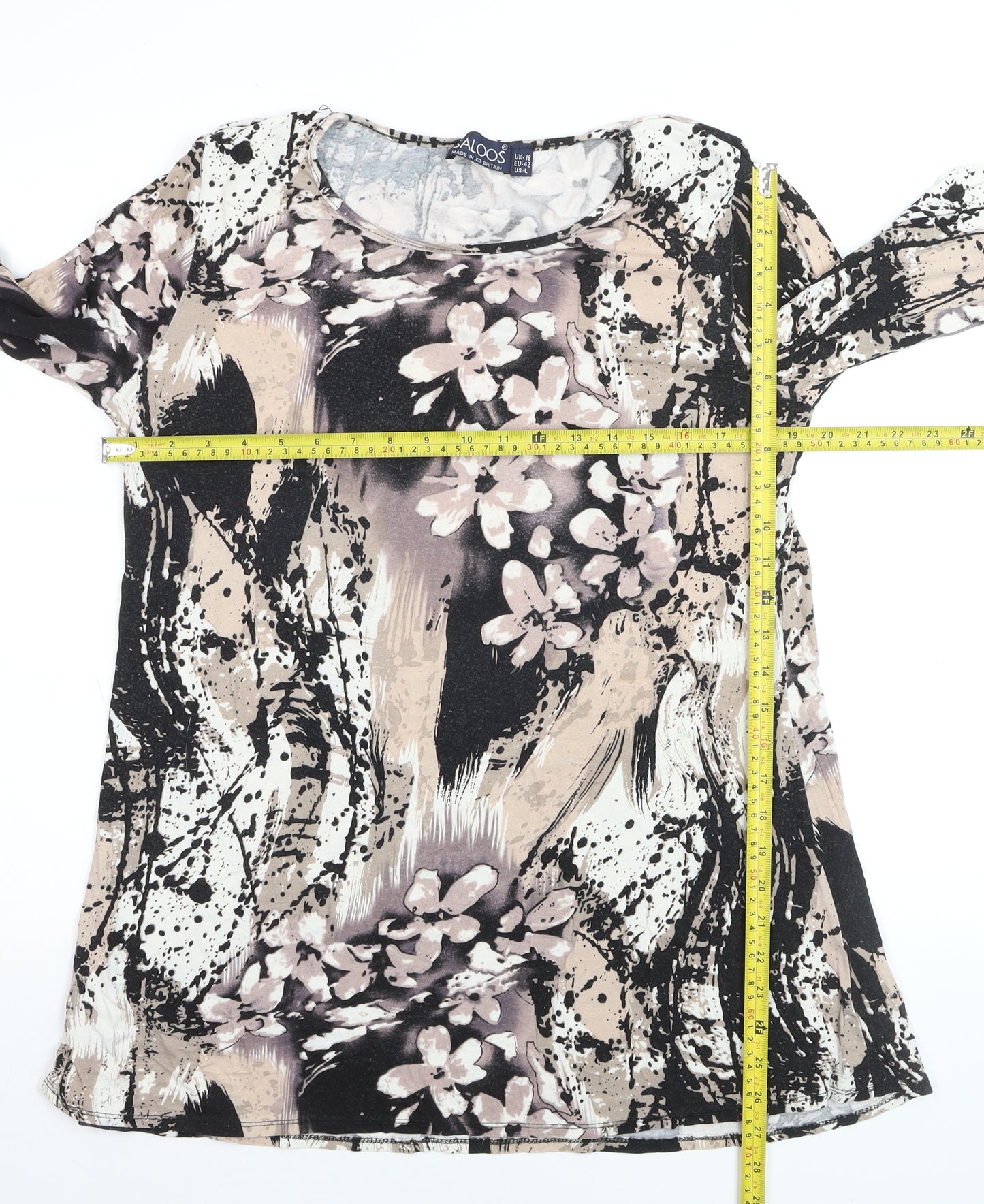 Saloos Women’s Multicoloured Floral Tunic Blouse UK 16 3/4 Sleeve