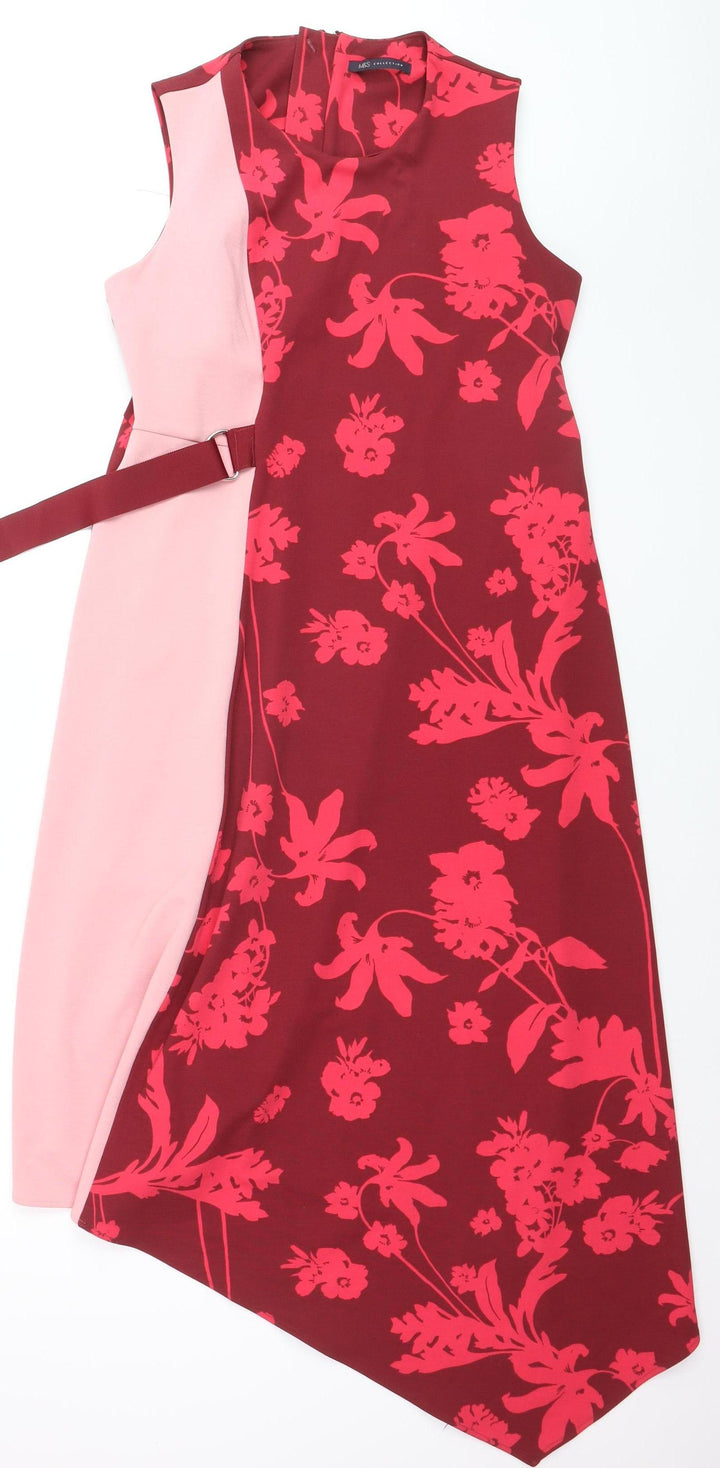 Marks and Spencer Women’s Multicoloured Size 14 Asymmetric Floral Midi Dress
