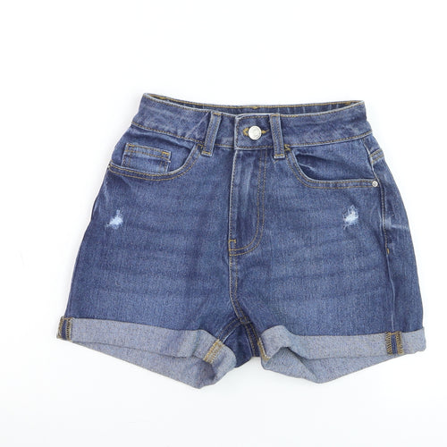 Primark Women's Blue Denim Mom Shorts Size 4 High Waist Stretch