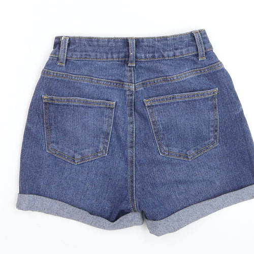 Primark Women's Blue Denim Mom Shorts Size 4 High Waist Stretch