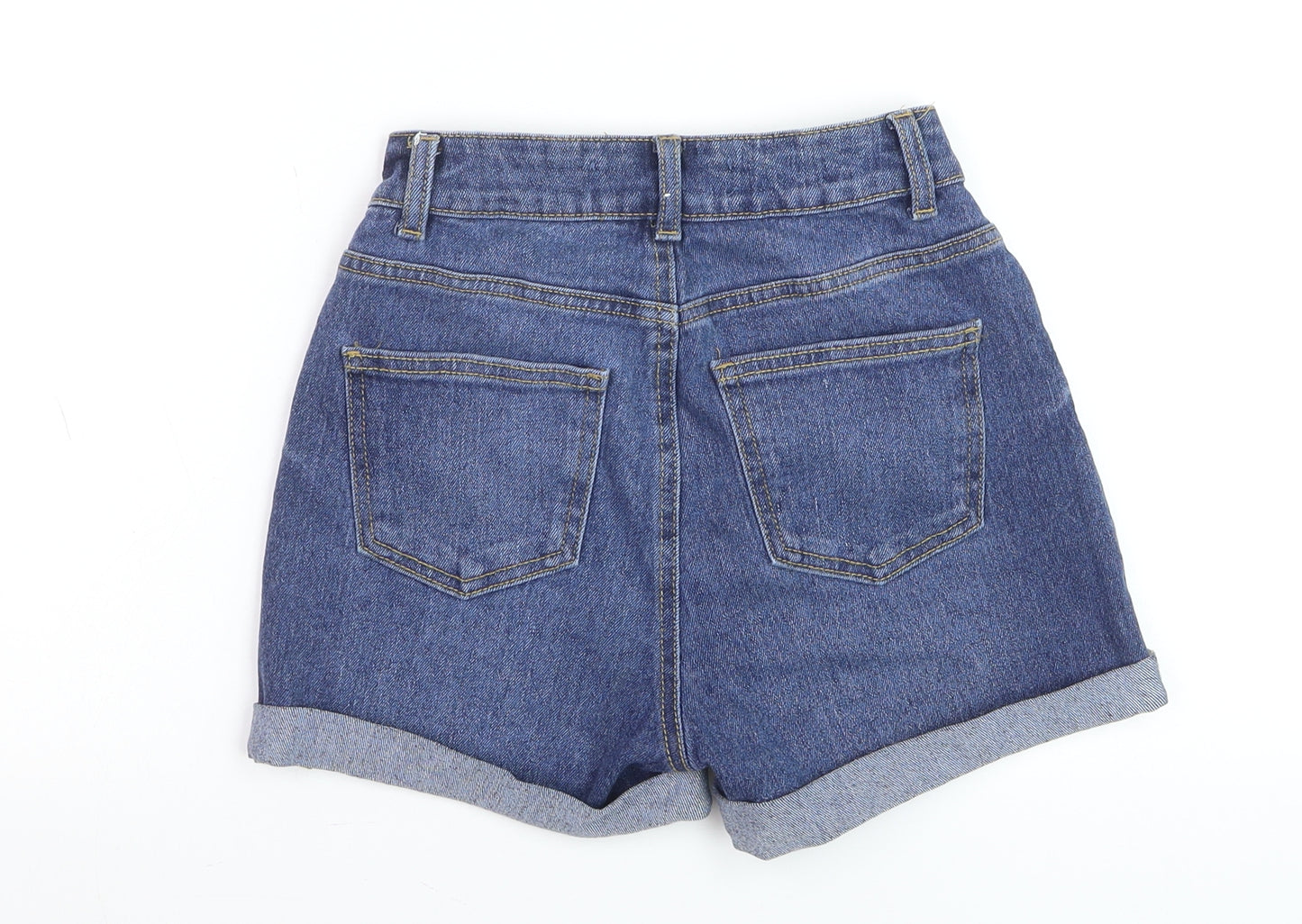 Primark Women's Blue Denim Mom Shorts Size 4 High Waist Stretch