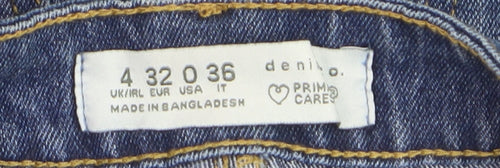 Primark Women's Blue Denim Mom Shorts Size 4 High Waist Stretch