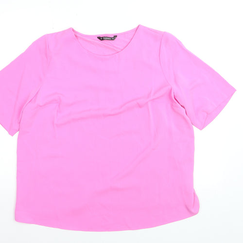 Dunnes Women Pink Short Sleeve Basic Blouse Size L