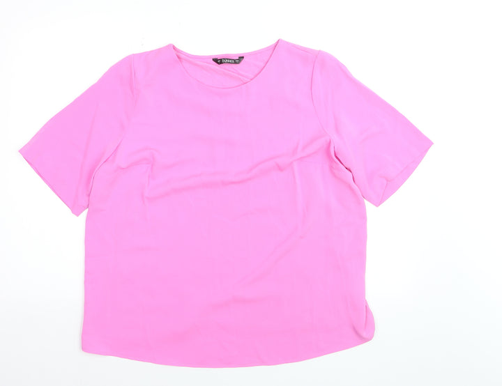 Dunnes Women Pink Short Sleeve Basic Blouse Size L