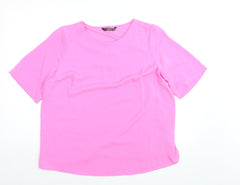 Dunnes Women Pink Short Sleeve Basic Blouse Size L