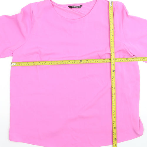 Dunnes Women Pink Short Sleeve Basic Blouse Size L