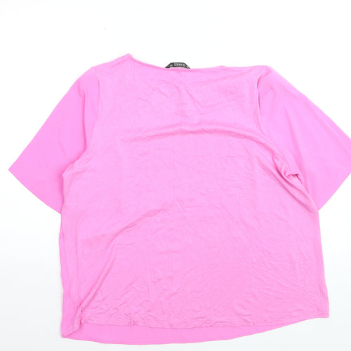 Dunnes Women Pink Short Sleeve Basic Blouse Size L