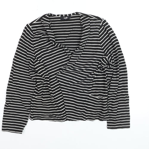 Wallis Women’s Black White Striped Jersey Blazer M Regular Fit