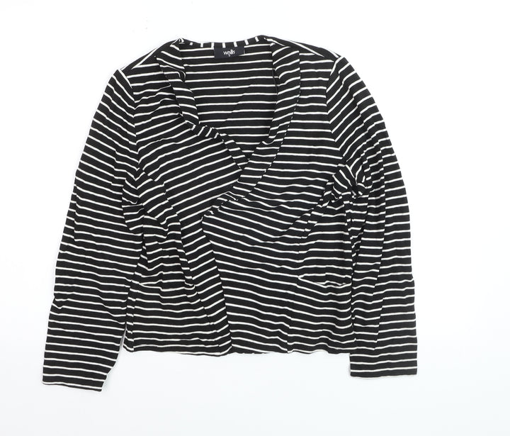 Wallis Women’s Black White Striped Jersey Blazer M Regular Fit