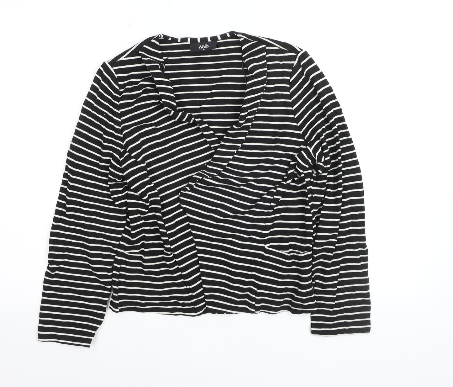 Wallis Women’s Black White Striped Jersey Blazer M Regular Fit