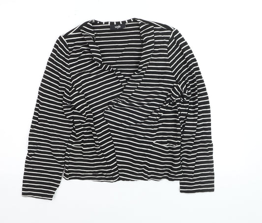 Wallis Women’s Black White Striped Jersey Blazer M Regular Fit