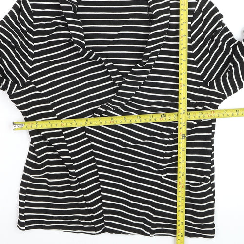 Wallis Women’s Black White Striped Jersey Blazer M Regular Fit