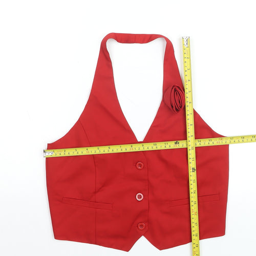 PrettyLittleThing Women Red Halter Neck Button-Up Top Size 12