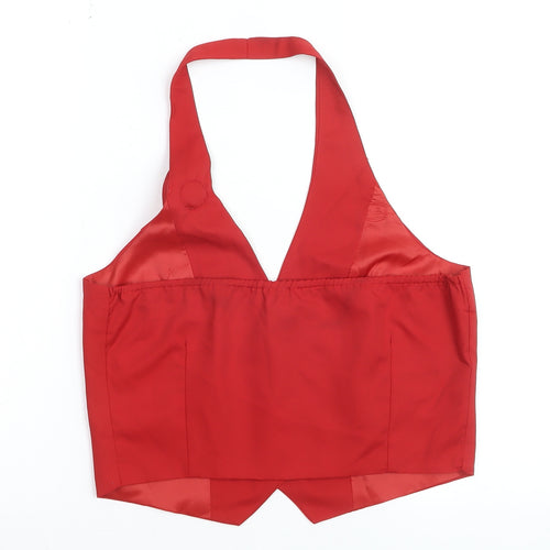 PrettyLittleThing Women Red Halter Neck Button-Up Top Size 12