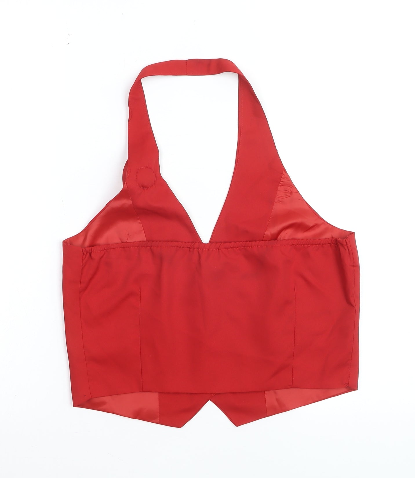 PrettyLittleThing Women Red Halter Neck Button-Up Top Size 12