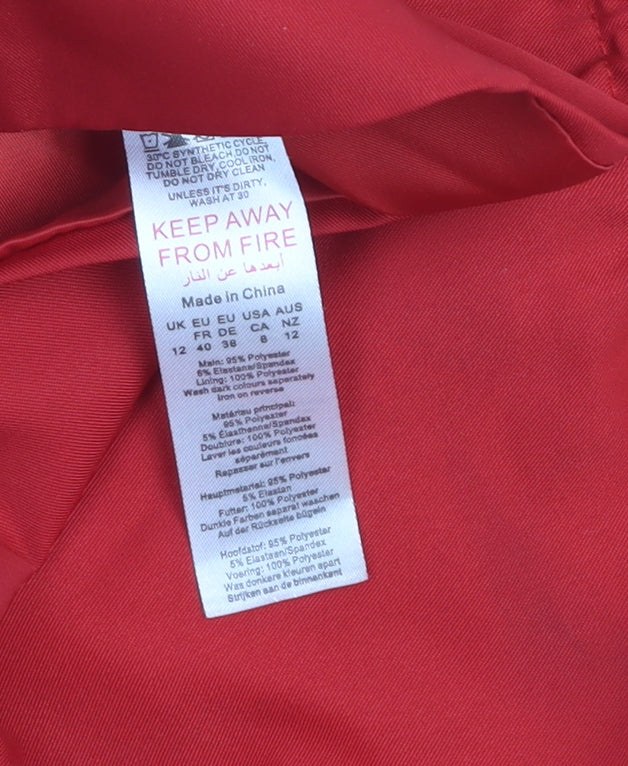 PrettyLittleThing Women Red Halter Neck Button-Up Top Size 12