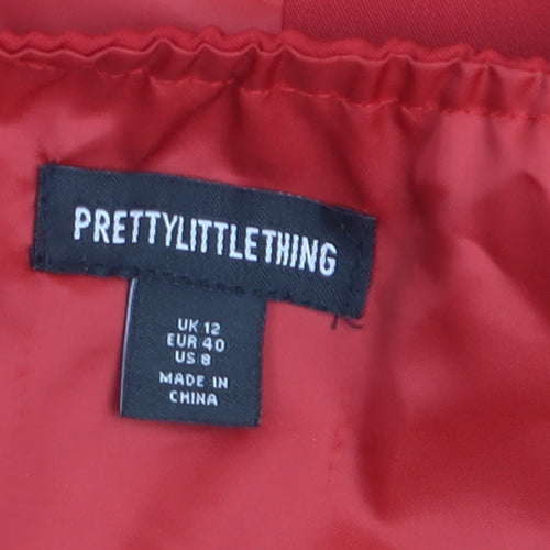 PrettyLittleThing Women Red Halter Neck Button-Up Top Size 12