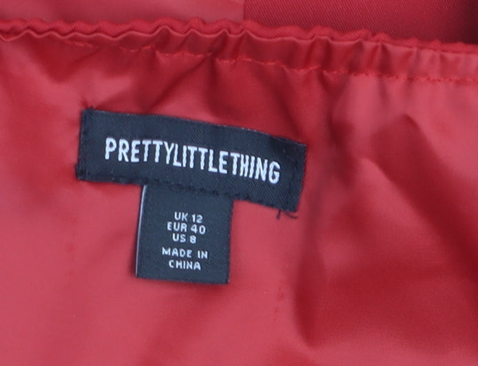 PrettyLittleThing Women Red Halter Neck Button-Up Top Size 12