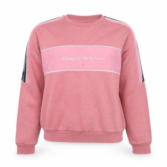 Front view of Kings Will Dream women’s pink pullover sweatshirt, size UK 10, cotton blend