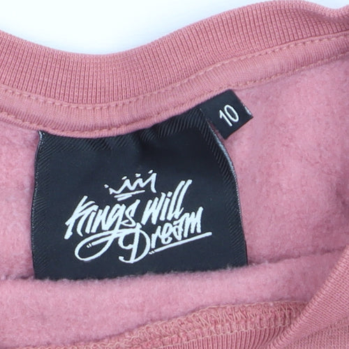 Kings Will Dream Womens Pink Pullover Sweatshirt Size 10 Cotton Blend