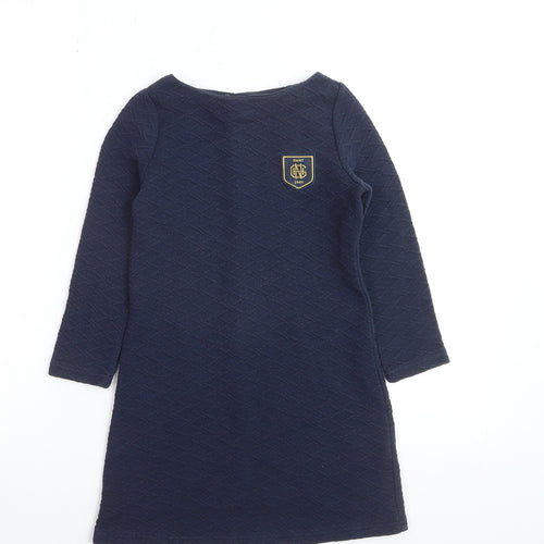 GANT Girls Blue Quilted Shift Dress 5-6 Years Long Sleeve Casual