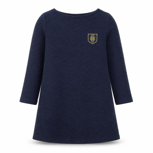 GANT Girls Blue Quilted Shift Dress 5-6 Years Long Sleeve Casual