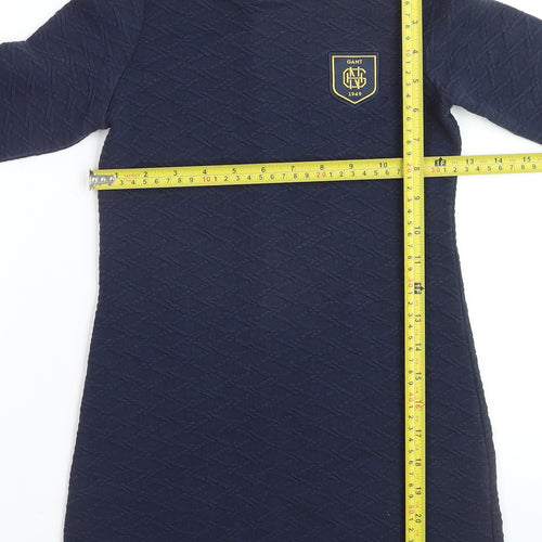 GANT Girls Blue Quilted Shift Dress 5-6 Years Long Sleeve Casual