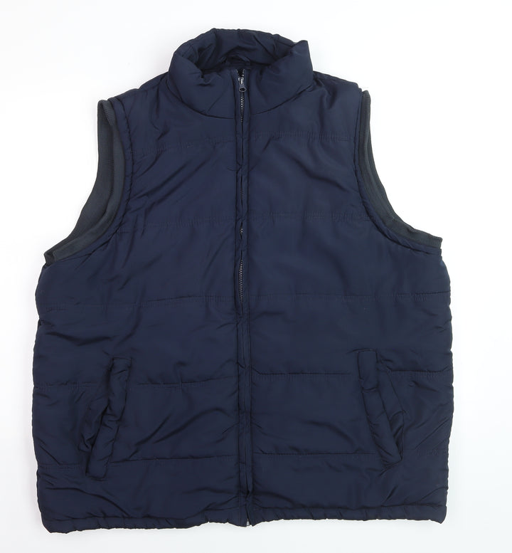 KAM Men's Blue XL Padded Bodywarmer Waistcoat Full Zip Casual