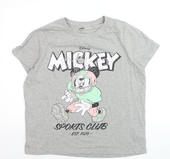Disney Women’s Grey Mickey Mouse Sports Club T-Shirt Size L