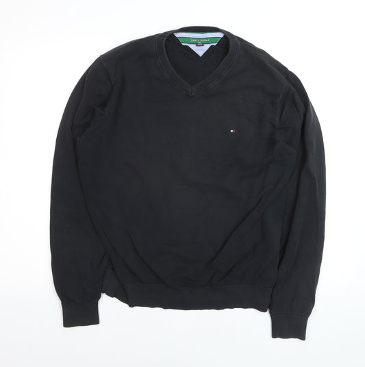 Tommy Hilfiger Men’s Black V-Neck Cotton Golf Jumper XL